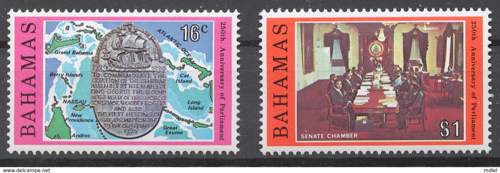 Bahamas 1979 Mi# 444+ 447** PARLIAMENT OF BAHAMAS, 250th ANNIV. - Bahamas (1973-...)