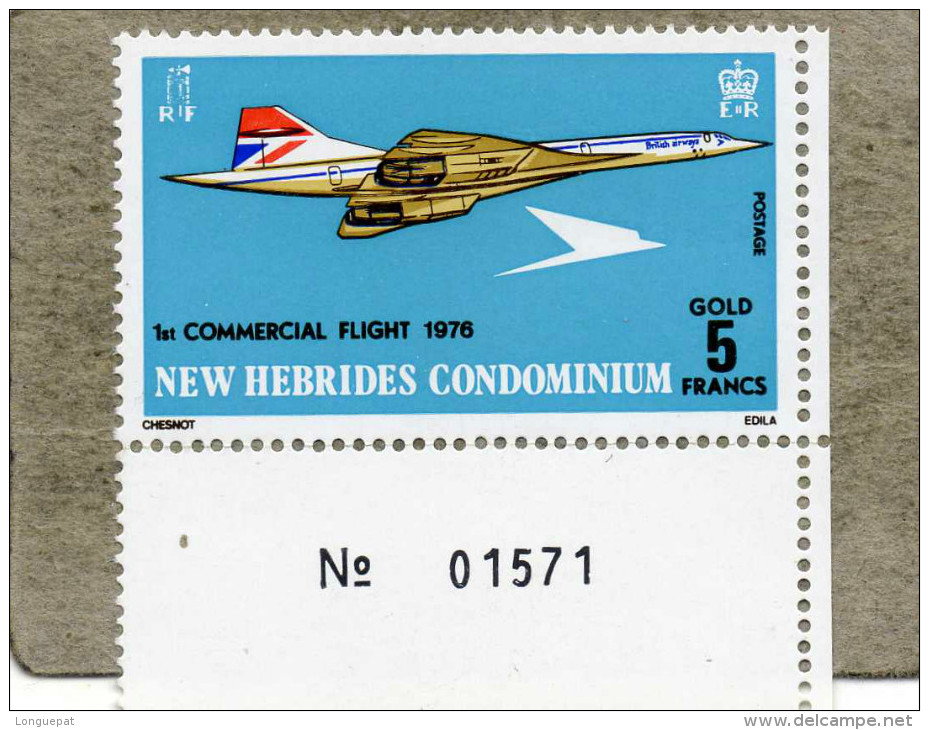 NOUVELLES-HEBRIDES : Concorde (Avion) : 1er Vol Commercial Paris-Dakar-Rio-Dakar-Par Is - Transport  - Anglais - Unused Stamps