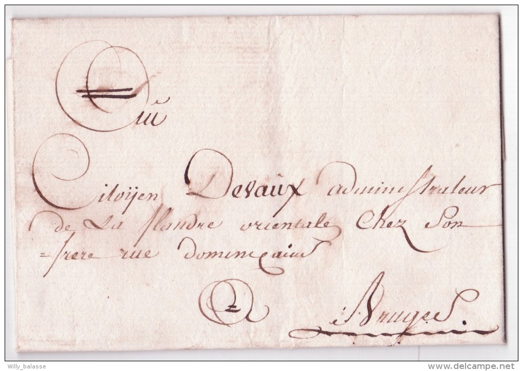 L. Datée De GISTELLES 4ième Année Républ. Pour L'administrateur De La Flandre Orient. à Bruges. Texte Assignats - 1794-1814 (French Period)