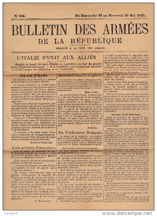 BULLETIN DES ARMEES  DIMANCHE 23 AU 26 MAI 1915-  COMPLET TB - Verzamelingen