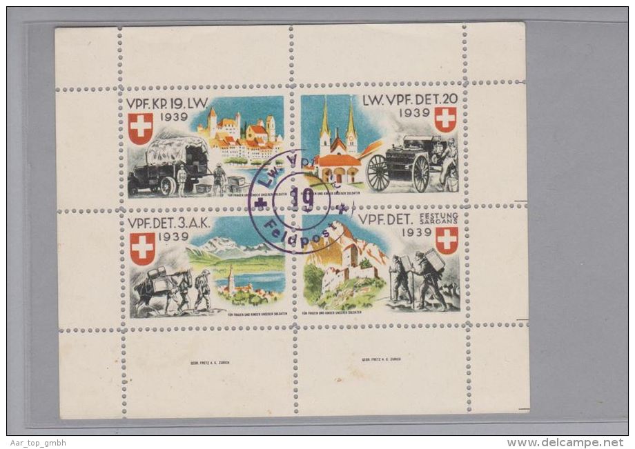 Schweiz Soldatenmarken 1939 Verpflegung Block Mit Nr.76,78,80,82 Ungebraucht - Vignettes