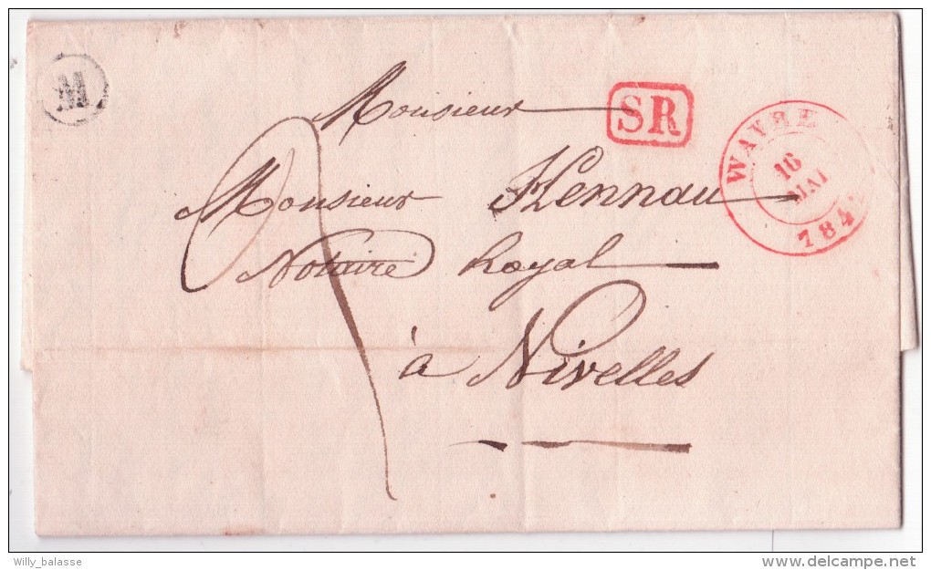 L. Càd WAVRE/1842 + Boîte Rurale M De BOSSUT Pour Nivelles - 1830-1849 (Independent Belgium)