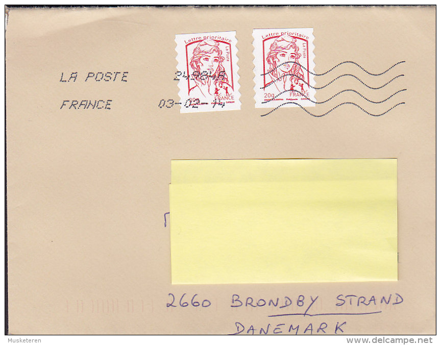 France 2014 Cover Lettre To BRØNDBY STRAND Denmark Marianne De Ciappa-Kawena Stamps - 2013-2018 Marianne Van Ciappa-Kawena