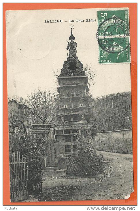 MOL140, Jallieu, La Tour Eiffel, 1 Coin Abimé, Circulée 1908 - Jallieu