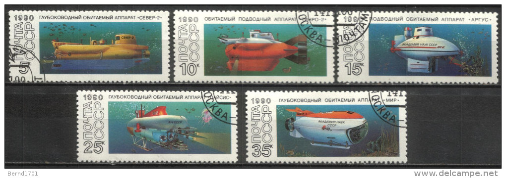UdSSR / USSR - Mi-Nr 6138/6142 Gestempelt / Used (V402) - Sottomarini