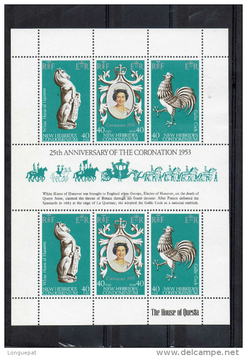 NOUVELLES-HEBRIDES : 25 Ans Du Couronnement D´ Elizabeth II ; Cheval Blanc De Hanovre, La Reine, Coq Gallique - Anglais - Unused Stamps