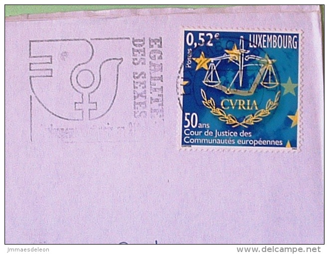 Luxembourg 2003 Cover To France - Justice Spade Balance - Women Rights Cancel - Lettres & Documents