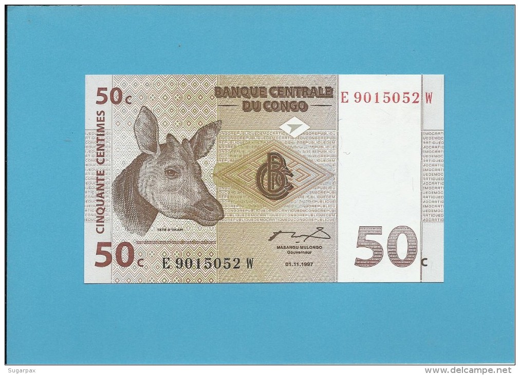 CONGO - 50 CENTIMES -  01.11.1997 - P 84A - UNC. - Sign. 12 - Printer ATB - DEMOCRATIC REPUBLIC - República Democrática Del Congo & Zaire