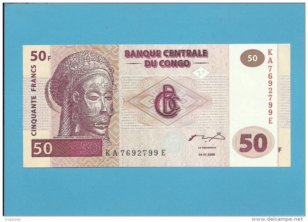 CONGO - 50 FRANCS -  04.01.2000 - P 91A - UNC. - Sign. 12 - Printer HdM-B.O.C. - DEMOCRATIC REPUBLIC - Demokratische Republik Kongo & Zaire
