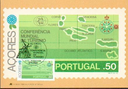 ACORES CARTE MAXI NUM.YVERT 325 TOURISME CONGRES MONDIAL - Tarjetas – Máximo