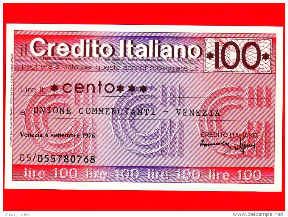MINIASSEGNI - CREDITO ITALIANO  - FdS - CI100060976F - [10] Chèques