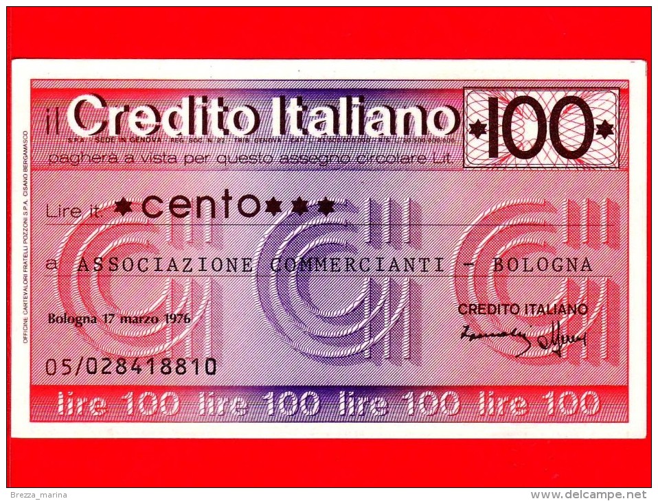 MINIASSEGNI - CREDITO ITALIANO  - FdS - CI100170376A - [10] Chèques