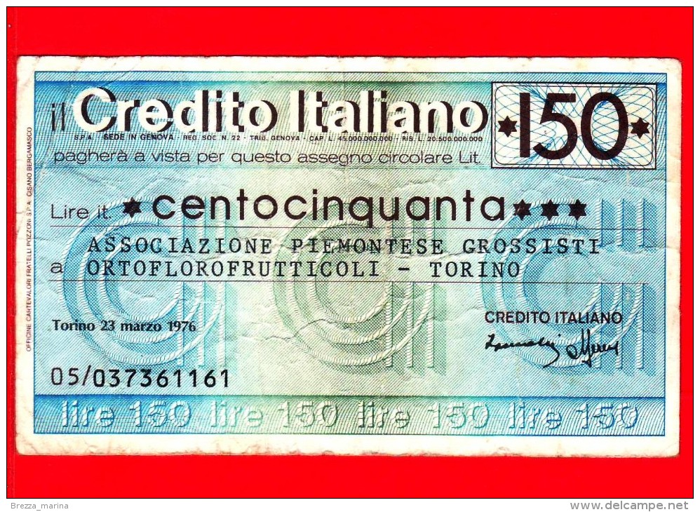 MINIASSEGNI - CREDITO ITALIANO  - Usato - CI150230376B - [10] Checks And Mini-checks