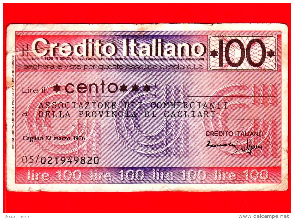 MINIASSEGNI - CREDITO ITALIANO  - Usato - CI100120376A - [10] Chèques