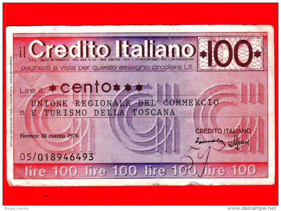 MINIASSEGNI - CREDITO ITALIANO  - Usato - CI100100376A - [10] Chèques