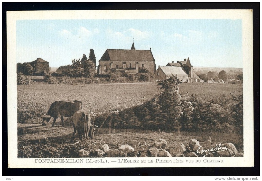 Cpa Du  49 Fontaine Milon L' église Et Le Presbytère ....  Seiches Sur Loir  , Angers  FEV6 - Seiches Sur Le Loir