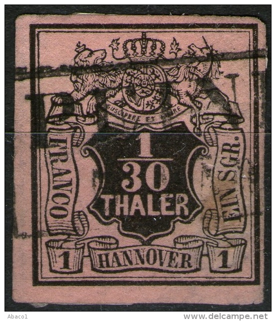 Peine In Schwarz Auf 1/30 Thaler Mattrosa - Hannover Nr. 3a - Pracht - Hanovre