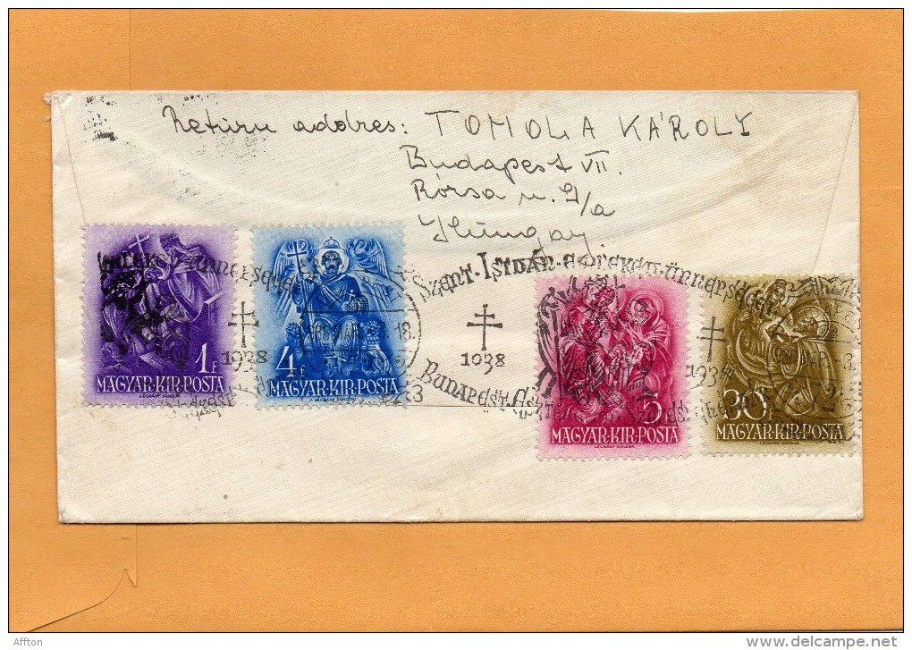 Hungary 1938 Cover Mailed To USA - Lettres & Documents