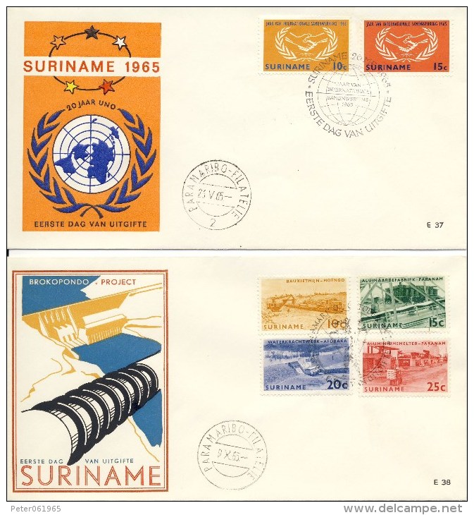 5 FDC´s 1965 - Suriname ... - 1975