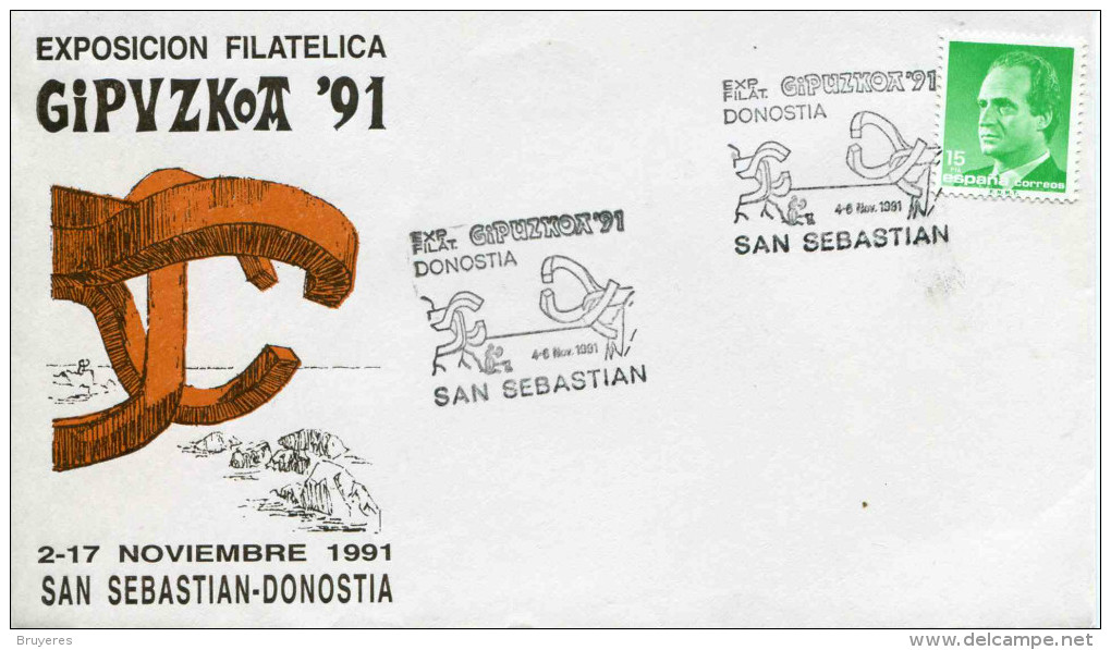 Env. Commémorative "Exposition Philatélique Gipuzkoa'91 - San Sébastien- Donostia" - Briefe U. Dokumente