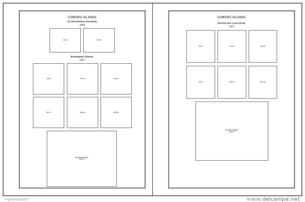 COMORO ISLANDS STAMP ALBUM PAGES 1953-2008 (300 Pages) - Anglais