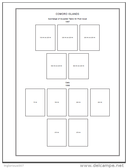 COMORO ISLANDS STAMP ALBUM PAGES 1953-2008 (300 pages)