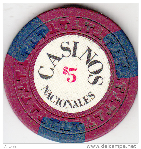 PANAMA - Casinos Nacionales De Panama, Chip $5 - Casino