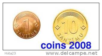 Latvia 2008 - Coin 1 And 10 Santims    UNC - Lettonie