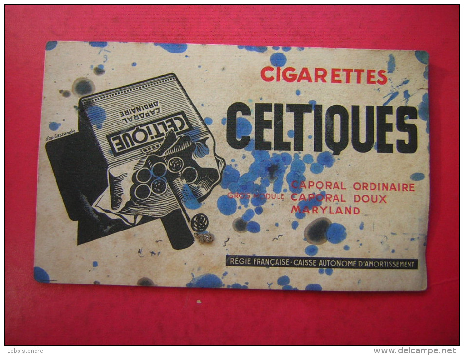 BUVARD  CIGARETTES CELTIQUES  CAPORAL ORDINAIRE CAPOPRAL DOUX MARYLAND  REGIE FRANCAISE CAISSE AUTONOME D'AMORTISSEMENT - Tabaco & Cigarrillos