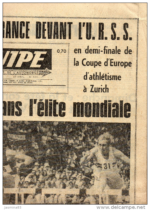 L'Equipe Du Lundi 3 Aout 1970 - 1950 - Today