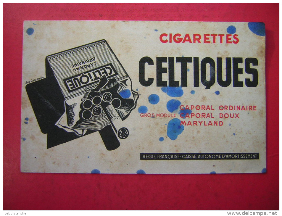 BUVARD  CIGARETTES CELTIQUES  CAPORAL ORDINAIRE CAPOPRAL DOUX MARYLAND  REGIE FRANCAISE CAISSE AUTONOME D´AMORTISSEMENT - Tabacco & Sigarette