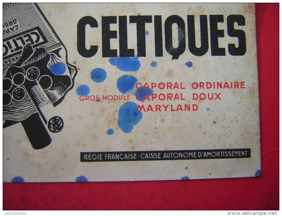 BUVARD  CIGARETTES CELTIQUES  CAPORAL ORDINAIRE CAPOPRAL DOUX MARYLAND  REGIE FRANCAISE CAISSE AUTONOME D´AMORTISSEMENT - Tabac & Cigarettes