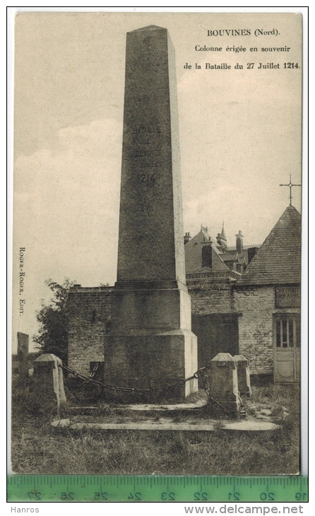 Bouvines, Colonne èrigèe En Souvenir 1910/1920, Verlag: Roger-Roger, FELD- POST KARTE Ohne Frankatur,  Ohne Stempel, - Seclin