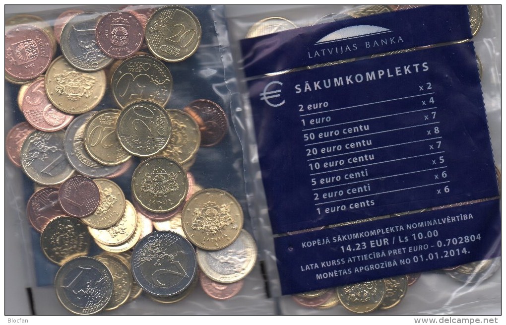 Starterkit 2013 Lettland EURO-Einführung Stg. 45€ Stempelglanz Münze Riga With Sets 1C.- 2€ Coins Of Republik Of Latvija - Lettland