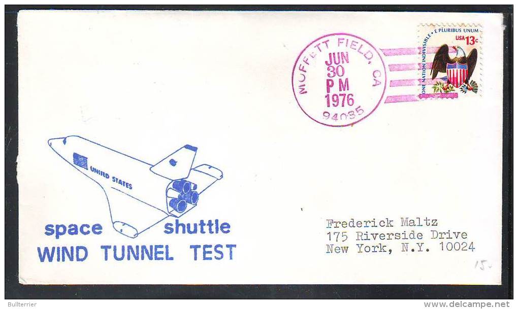 SPACE - USA - 1976 SPACE SHUTTLE WIND TUNNEL TEST SPECIAL COVER WITH MOFFETT FIELD POSTMARK ON JUN 30 - Etats-Unis