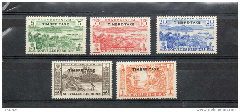 NOUVELLES-HEBRIDES : Timbres Poste De 1957 (noix De Coco, Le Pêche, Port-Vila) Surchargés "TIMBRE-TAXE"-Français - Timbres-taxe