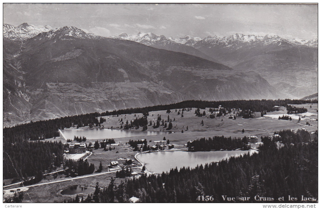 SUISSE,HELVETIA,SWISS,SWI TZERLAND,SCHWEIZ,SVIZZERA ,VALAIS,CRANS MONTANA EN 1958,LAC,VUE AERIENNE - Crans-Montana