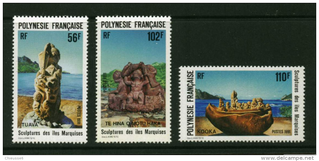 Polynésie **  N° 386 à 388 - Sculptures Des îles Marquises - Unused Stamps