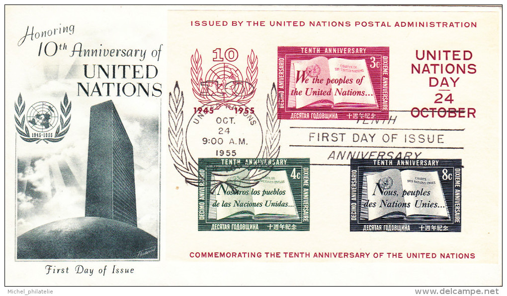 1er Jour Nations Unies BF1 24.10.55 - FDC