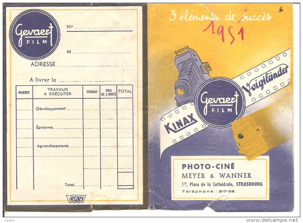 Porte-négatifs - GEVAERT FILM - KINAX-VOIGTLANDER - Photographe Meyer Et Wanner à Strasbourg - Matériel & Accessoires