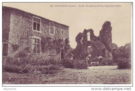 85 POUZAUGES - (animé) Ruine Du Château De Puy Papin - Nr 691 Poupin - D14 509 - Pouzauges