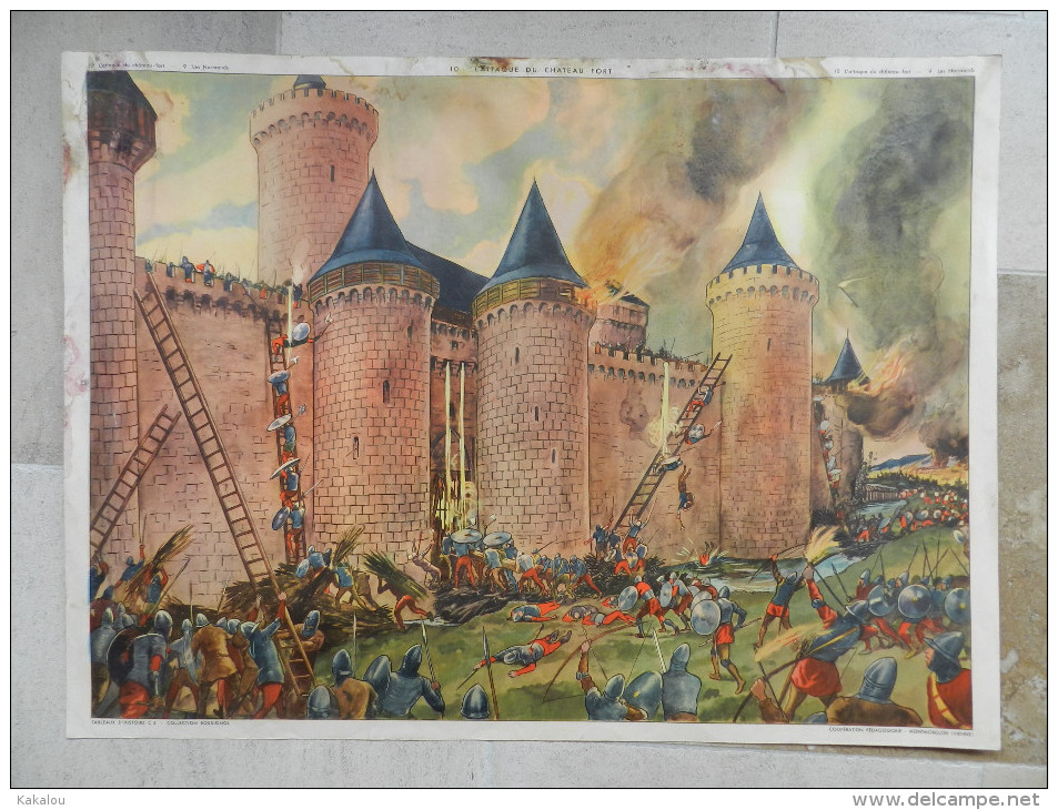 AFFICHE SCOLAIRE ROSSIGNOL 9.les Normands 10 L'attaque Du Chateau Fort - Affiches