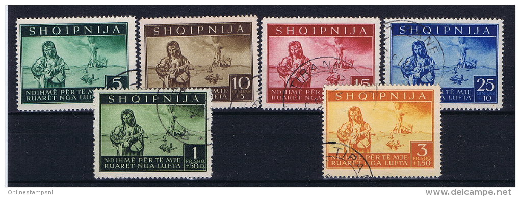 German Occupation Of Albania 1944 Mi 15 - 21 Part Set Used - Besetzungen 1938-45