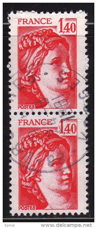 FRANCE : N° 2102 Oblitéré En Paire Verticale "TàD Rond" (Type Sabine) - PRIX FIXE - - 1977-1981 Sabine Of Gandon