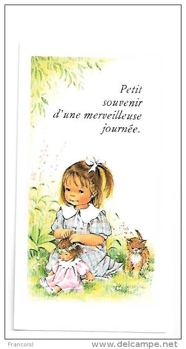 Mignonnette. Souvenir De Communion Privée. Grivegnée. 1989. Carole MAssart. Petite Fille, Chaton Et Poupée - Comunioni