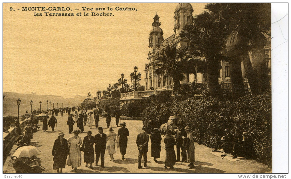 MONTE"-CARLO - VUE SUR LE CASINO LES TERRASSES ET LE ROCHER (Issue De Carnet) - Casino