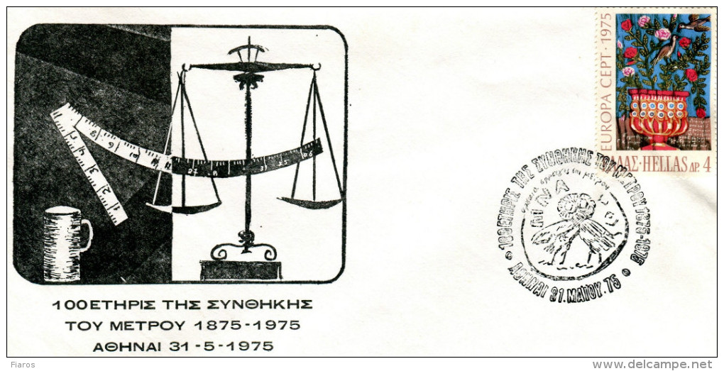 Greece- Greek Commemorative Cover W/ "100 Years Since The Treaty Of Meter: 1875-1975" [Athens 31.5.1975] Postmark - Maschinenstempel (Werbestempel)