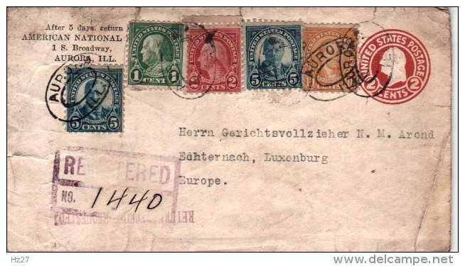 Etats Unis Entier Postal  Aurora Luxembourg 1925 - 1921-40