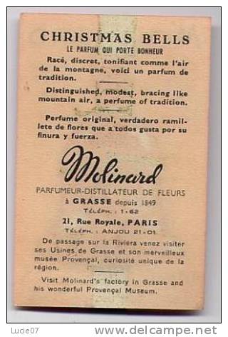 A.Immédiat Carte Parfumée Ancienne  MOLINARD CLOCHES DE NOEL CHRISTMAS BELLS - Anciennes (jusque 1960)