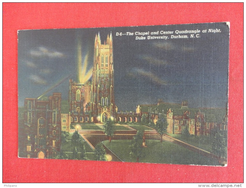 North Carolina > Durham  Chapel  At Night Duke University  1953 Cancel --ref 1165 - Durham